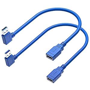 USB 3.0 Extension Cable 1FT 2 Pack 90 Degree Left & Right Angle USB ...