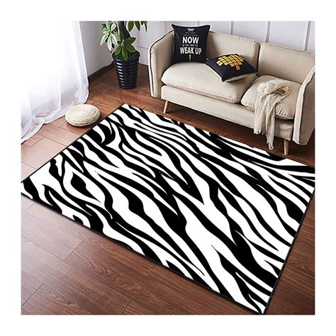 Zebra Area Rug, Rectangular Zebra Rug, Animal Print Rug, Nonslip Black ...