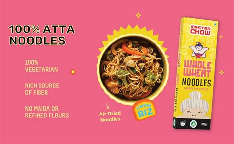 MasterChow Healthy Whole Wheat Noodles- Pack of 2 | 100% Atta | No ...