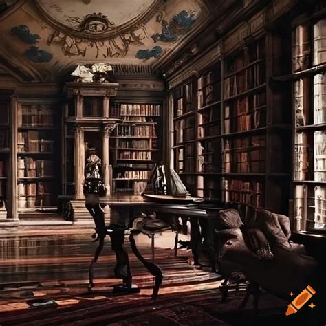 Dark academia library on Craiyon