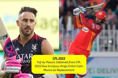 Faf du Plessis Sidelined from CPL 2023 Due to Injury; Kings Enlist ...