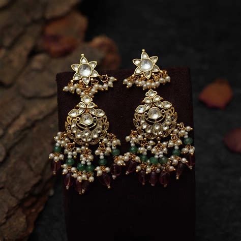 Kundan chandbali Earrings | Polki chandbali Earrings | Trendy Jewellery