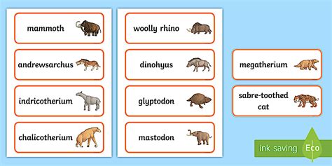 Prehistoric Beasts Word Cards