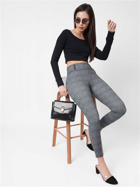 Buy Women Grey High-Rise Skinny Treggings | Kraus Jeans