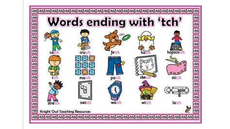 Words ending in 'tch' Word Mat