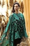 Buy Tasuvure Black Satin Silk Dress With Organza Cape Online | Aza Fashion.