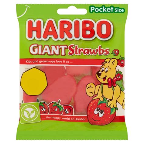 HARIBO Giant Strawbs Pocket Size, 70 g, Green & Red (BSTW391267 ...