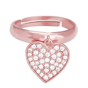 GIVA 925 Silver Rose Gold Promise of Heart Ring, Adjustable | Gifts for ...
