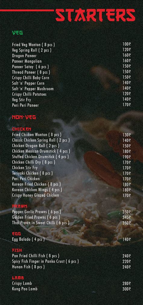 Menu at Hao Chao, Kolkata, 16/3