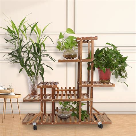 LELINTA Wood Plant Stand 5 Tier Vertical Shelf Flower Display Rack ...