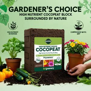 BriGreenery COCOPEAT 5KG BLOCK – Low EC Block for Home Gardens Potting ...
