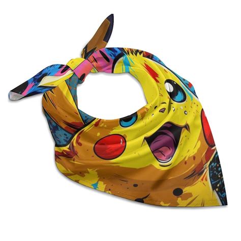 Watercolor Pokemon Pikachu Square Satin Head Scarf Hair Scarves Silk ...