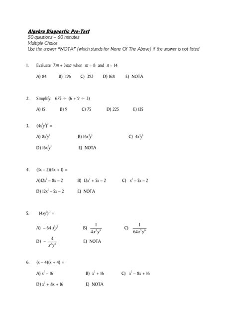 Algebra Math Test 的图像结果