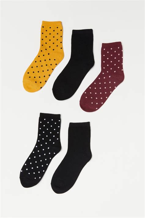 5-pack socks - Yellow/Spotted - Ladies | H&M IN