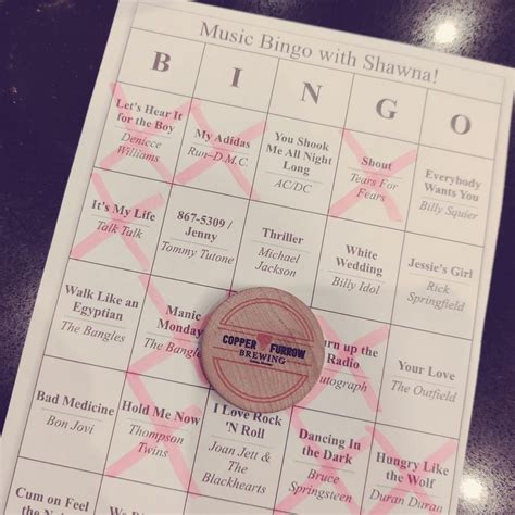 #1 Hits Across the Decades Music Bingo at Copper Furrow , Copper Furrow ...