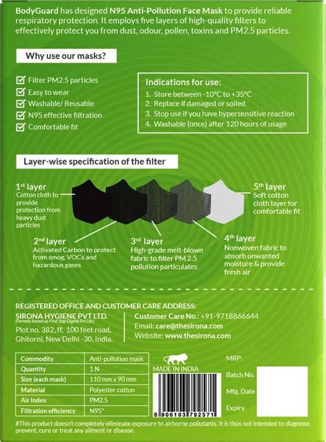 Buy BODYGUARD N95 + PM2.5 ANTI POLLUTION FACE MASK WITH VALVE AND ...