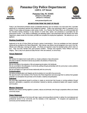 Fillable Online Panama City Police Department Police Officer ...