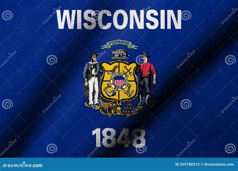 3D Flag of Wisconsin Waving Stock Illustration - Illustration of fabric ...