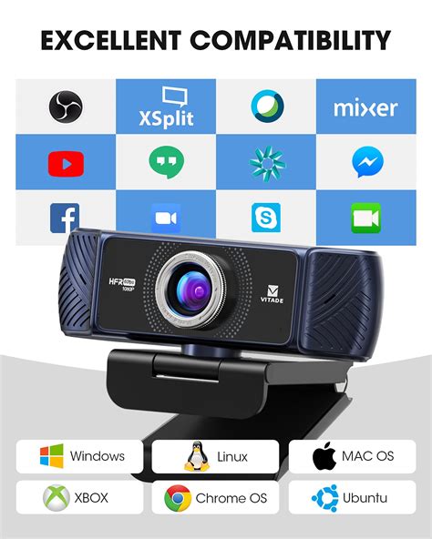 Buy VITADE Webcam 1080P 60fps with Microphone for Streaming, 682H Pro ...