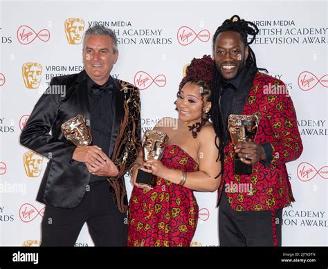 (L-R) Lee Riley, Mica Ven and Marcus Luther, accepting the Reality ...