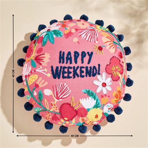 Buy Glance Embroidered Filled Cushion - 40x40cm from Home Centre at ...