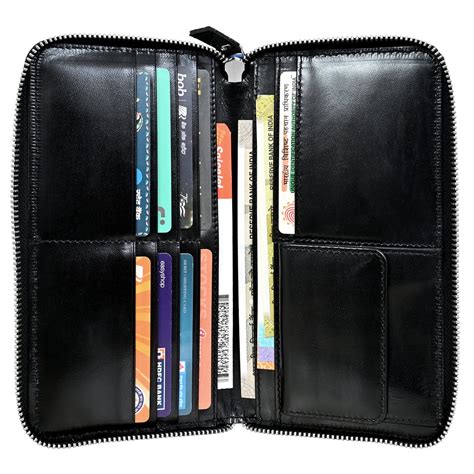 Lizard Pattern Black with Blue Grain Leather Zip Around Clutch ...