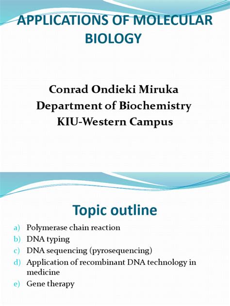 Applications of Molecular Biology-BMS | PDF | Polymerase Chain Reaction ...