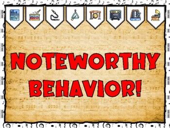 Music Bulletin Board Kit & Door Décor, NOTEWORTHY BEHAVIOR! worksheet ...