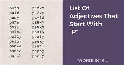 List Of Adjectives That Start With "P"