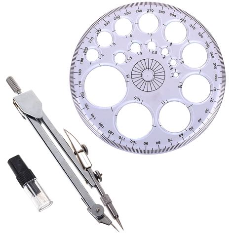 BCP 1pcs 360 Degree Protractor Circle Master Template + 1pcs Student ...