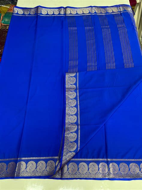 Semi Mysore Crepe (Self, Premium, Mango Border) – Hema Style Studio