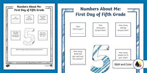Numbers About Me: First Day of Fifth Grade Activity - Twinkl