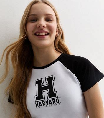 Girls Black Harvard Logo Raglan T-Shirt | New Look