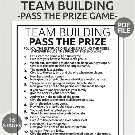 Team Building Games | Team Building Pass the Prize Game | Office Team ...
