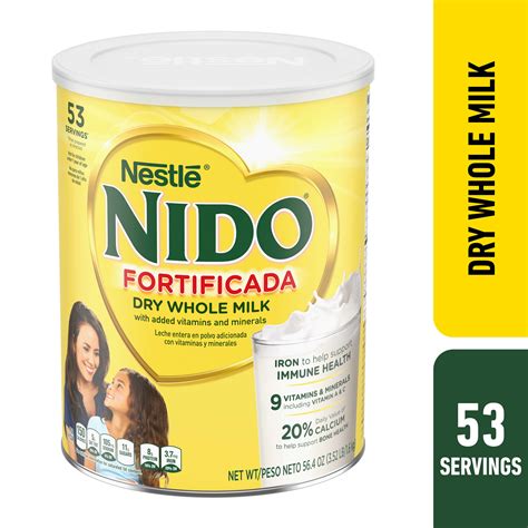 Nestle Nido Fortificada Powdered Drink Mix, Dry Whole Milk Powder, 56.4 ...