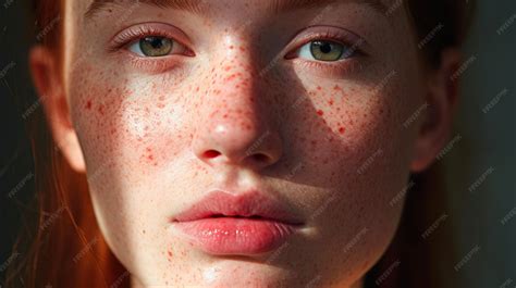Premium Photo | CloseUp of Young Womans Face with Red Spots on Cheeks Dermatological Problem of ...