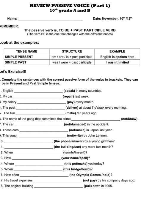Complete the sentences with the correct passive form of the verbs in ...