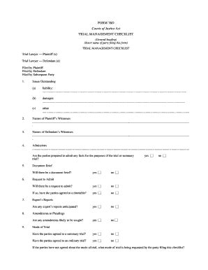 Fillable Online ontariocourtforms on trial management checklist form ...