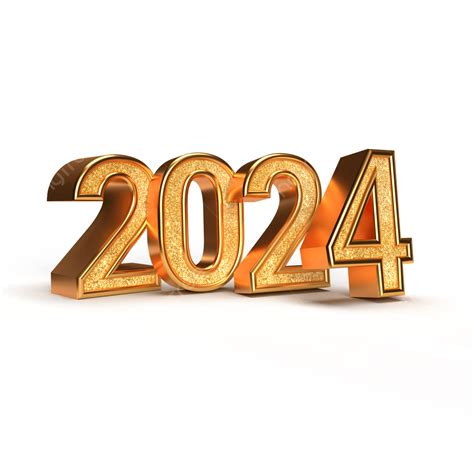 2024 年新年快樂金色 3d 數字, 2024年新年快乐, 黃金 2024, 金色 3d 文本 2024素材圖案，PSD和PNG圖片免費下載