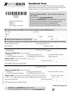 Fillable Online Health Plan Enrollment Form Fax Email Print - pdfFiller