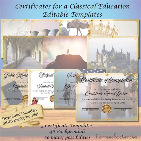 Certificate Templates for a Classical Christian Education, Editable ...