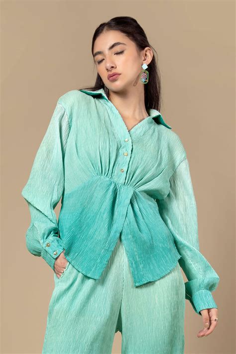 Ombre Pleated Shirt Top For Women – neofaa.com