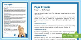 Saint Francis Prayers of the Faithful Print-Out - Twinkl