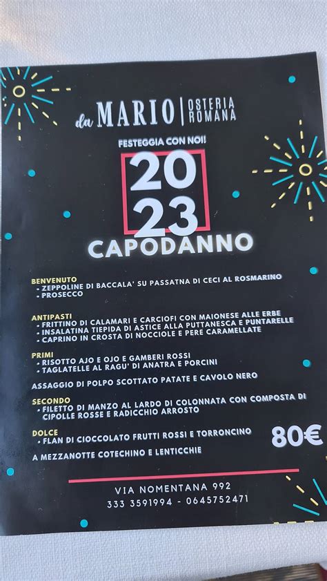 Menu da Da Mario - Osteria Romana ristorante, Roma