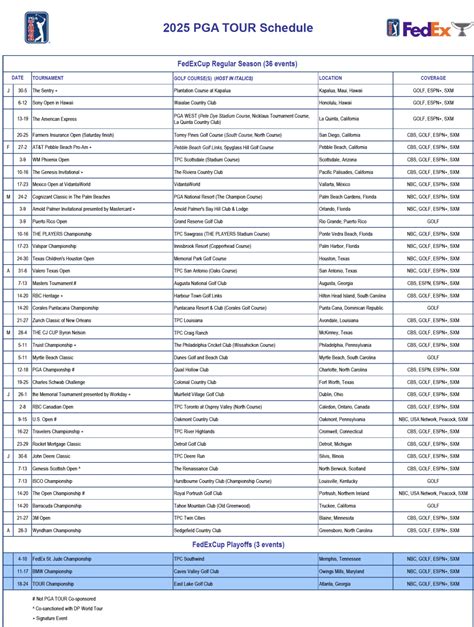 Golf Schedule 的图像结果
