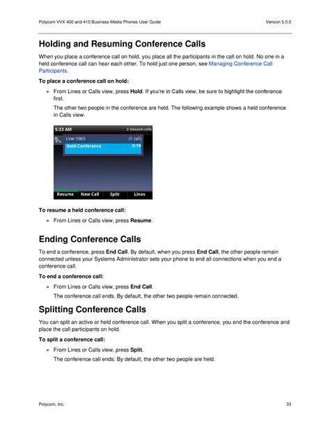 Managing Active Calls, Rejecting Incoming Calls | Polycom VVX400