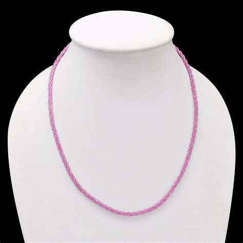 Natural Beautiful Pink Topaz Beaded Necklace , Faceted Twisted Round B ...
