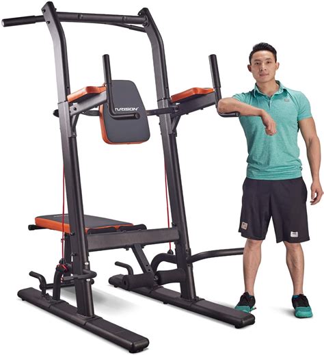 HARISON Multifunction Power Tower Pull Up Dip Station with Bench Home ...