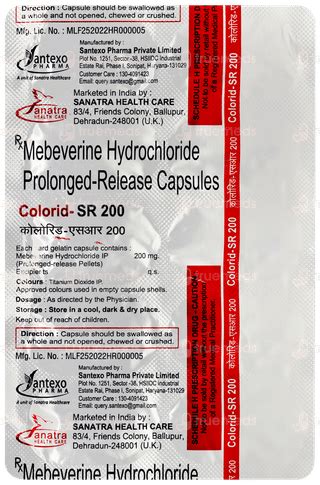Colorid Sr 200 Mg Capsule 10 - Uses, Side Effects, Dosage, Price | Truemeds