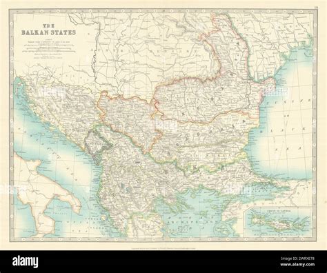 BALKAN STATES. Eastern Roumelia. Turkish Crete. Bulgaria. JOHNSTON 1913 map Stock Photo - Alamy